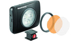 Manfrotto 3-LED video light, black housing with circular diffuser and mounting base