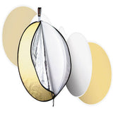 Multi-sided photo reflector panel with circular reflective surfaces and black rim