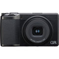Black Ricoh GR III HDF compact digital camera with built-in lens, front view