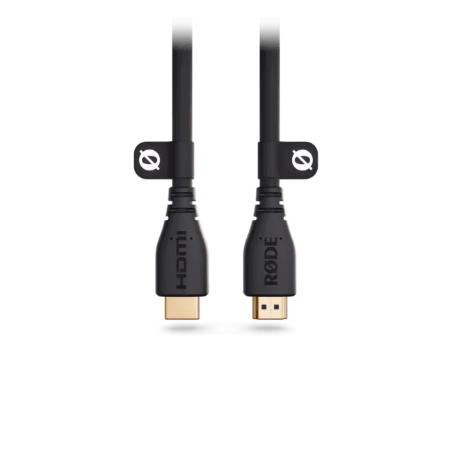 Cablu HDMI Rode negru cu două conectori tip A, capete de jos.