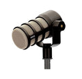 Microfon dinamic PodMic, cap metalic cu grilaj și suport negru
