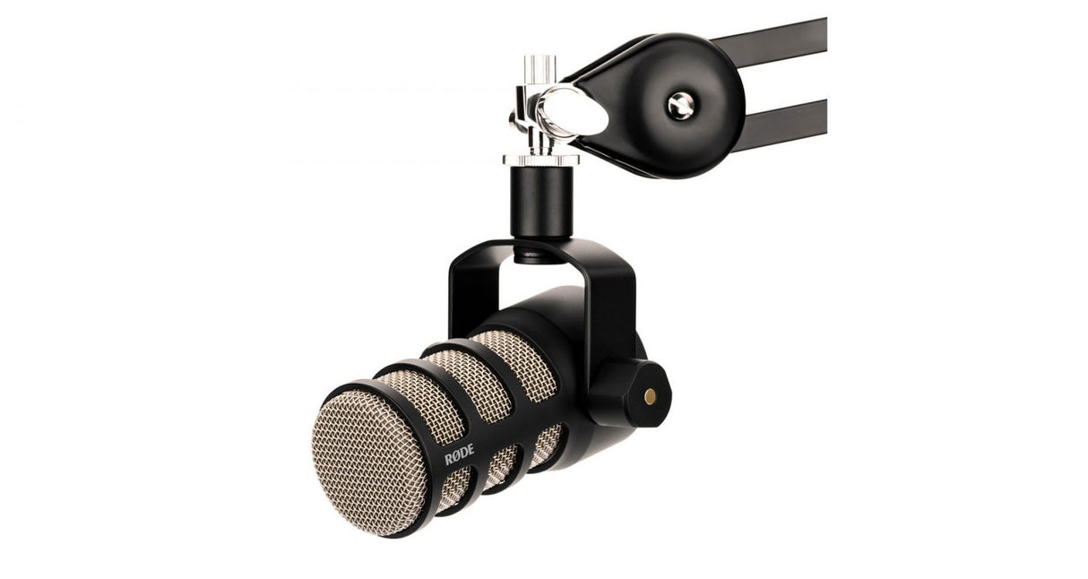 Microfon PodMic dinamic pe suport, capsulă metalică și corp negru