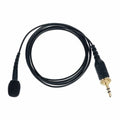 Black wired lavalier microphone with foam windscreen and cable, 3.5mm plug