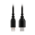 Cablu Rode cu conectori Lightning și USB‑C, capete negre.