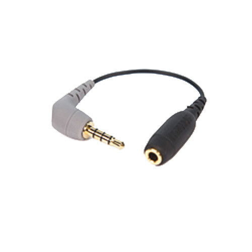 Audio cable with 3.5mm plug and 1/4in jack, black and gray connectors
