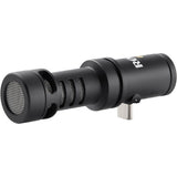 Directional USB-C video microphone with dual side grille heads, black body