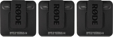 Wireless GO II transmitter base labels, black, power specs and regulatory markings