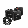 Two black wireless microphone transmitters with built-in display and controls, 2-person kit