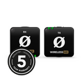 Black Wireless ME RX and TX units with 5-year warranty badge and green status lights