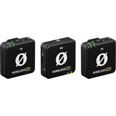 Wireless ME dual mic system: TX and RX cubes, black with Wireless ME branding