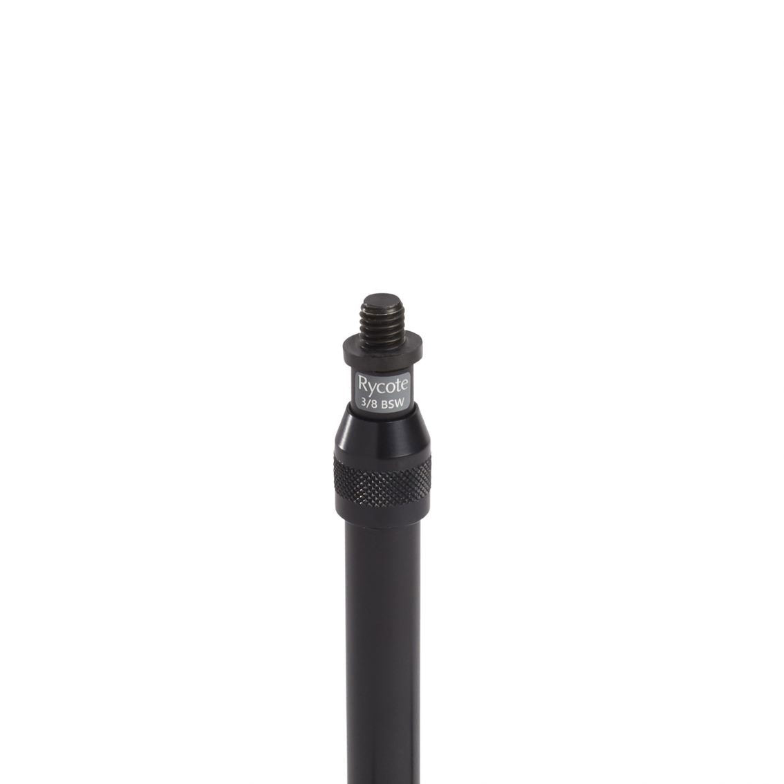 3/8 BSW threaded top of a black mini sound stand with knurled grip