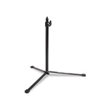 Black microphone stand with 3/8" thread, clamp head on tripod base