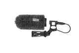 Protecție microfon shotgun 18 cm cu blăniță și suport negru, cu cablu
