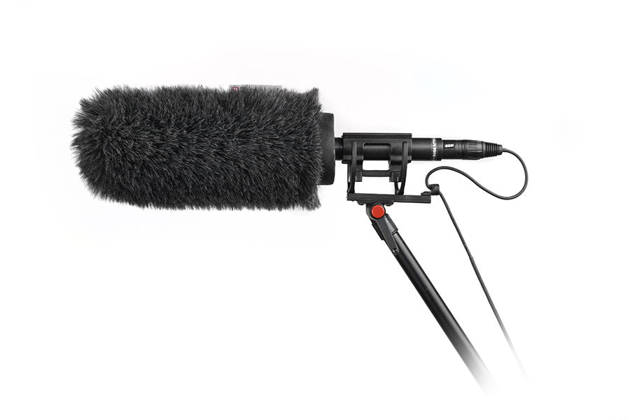 NTG microphone kit with black fuzzy windscreen and shock mount