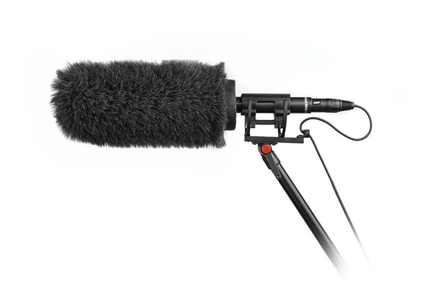 NTG microphone kit with black fuzzy windscreen and shock mount