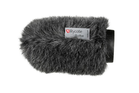 Gray Classic-Softie windscreen with white logo label on microphone cover