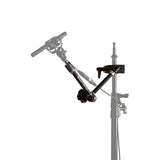 Articulating boom arm with super clamp mounted to a stand, visible joints and handle