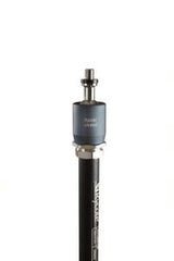 Top of articulating arm with threaded stud and adjustment collar, black metal