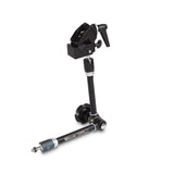 Super clamp mount with lever and grip knob on articulating arm, black finish
