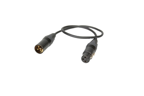 40cm XLR-3F to XLR-3M microphone cable with two black connectors