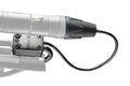 CB1 XLR-3F connector box with black cable, close-up on metal mount.