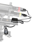 Connbox CB3 cable protector with two XLR connectors, close-up of wiring and sockets