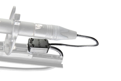 Connbox CB4 cable protection box with XLR connector, mounted on mounting bracket