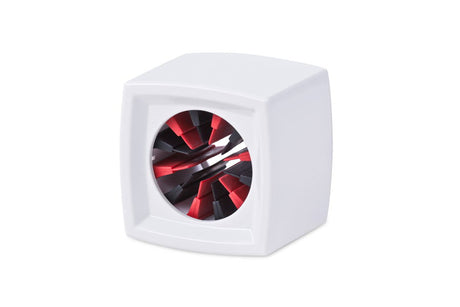 Cub microfon Rycote alb, cu grilaj rotund și interior roșu-negru