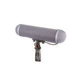 WS4 shotgun mic: gray mesh sleeve with shock mount and black handle