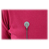 Lavalier mic sticker pad fixed on red fabric with foam-covered cable