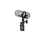 Microphone protection kit with black mesh windscreen and shock mount