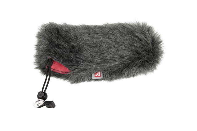 Protecție blană microfon, paravânt gri închis cu inserție roșie