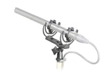 Shotgun mic suspension mount for 19/25mm, side view with threaded shock base