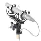 Shotgun mic suspension mount for 19/25mm, dual cradle shock mount with clamps