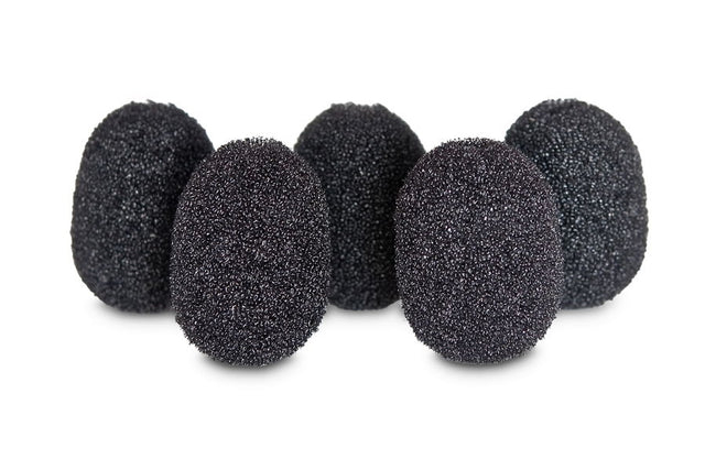 Set 5 bureți spumă protecție pentru lavalieră, negru, formă rotundă