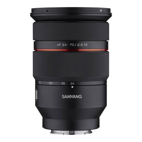 24-70mm f/2.8 FE mirrorless camera lens, black barrel with AF 24-70 markings
