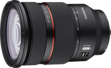 24-70mm f/2.8 FE lens angled view with AF 24-70 f/2.8 scale and grip texture
