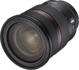 24-70mm f/2.8 FE lens front element view, black housing with red ring detail