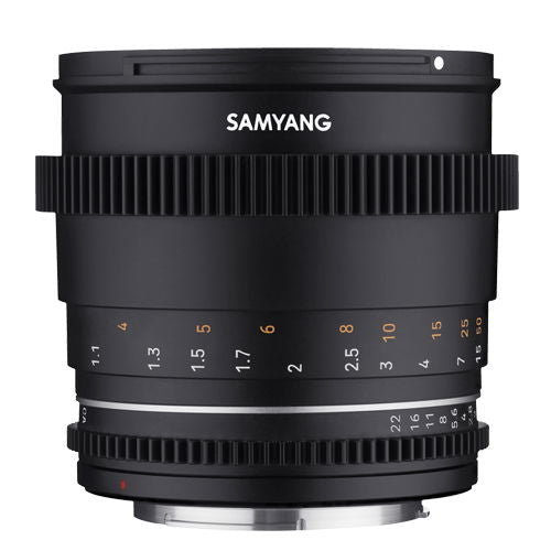 Black 85mm T1.5 VDSLR MK2 manual focus lens barrel with f-stop scale