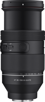 AF 35-150mm F2-2.8 FE lens rear end with mount hardware and grip texture