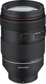 AF 35-150mm F2-2.8 FE lens side with CUSTOM/AF/MF buttons and focus controls