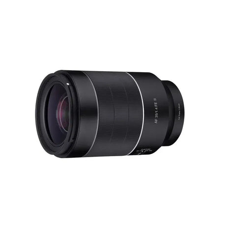 Obiectiv foto Samyang 35mm f/1.4 MK II, față cu lentilă și inel texturat