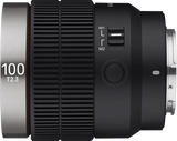 V-AF 100mm T2.3 FE lens, side view with markings and textured grip