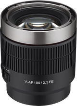 V-AF 100mm T2.3 FE lens, open front showing glass elements