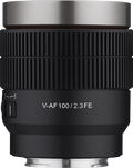 V-AF 100mm T2.3 FE lens, front end with ribbed texture
