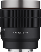 V-AF 100mm T2.3 FE lens, front end with ribbed texture