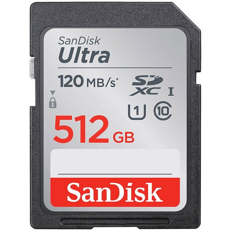 SanDisk Ultra 512GB SDXC memory card, 120MB/s, Class 10 UHS-I