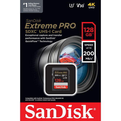 SanDisk Extreme PRO SD 128GB UHS-I U3 V30 + RescuePRO