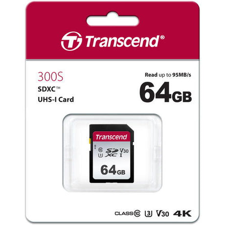 64GB 300S SDXC UHS-I V30 memory card blister pack, read up to 95MB/s