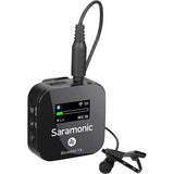 Wireless transmitter with LCD screen and clip-on microphone